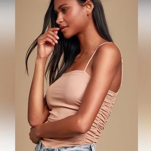 Free People On your Side Nude Ruched Bodysuit